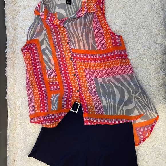 Women sleeveless unbalanced chiffon blouse - Picture 5 of 5